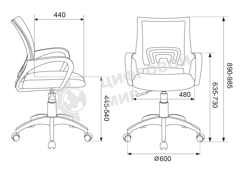 Кресло компьютерное Бюрократ CH-W695NLT TW-06A TW-13A розовый, сетка/ткань, крестовина пластик, пластик белый