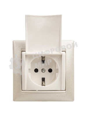 Розетка Valena с заземлением с крышкой (белая)