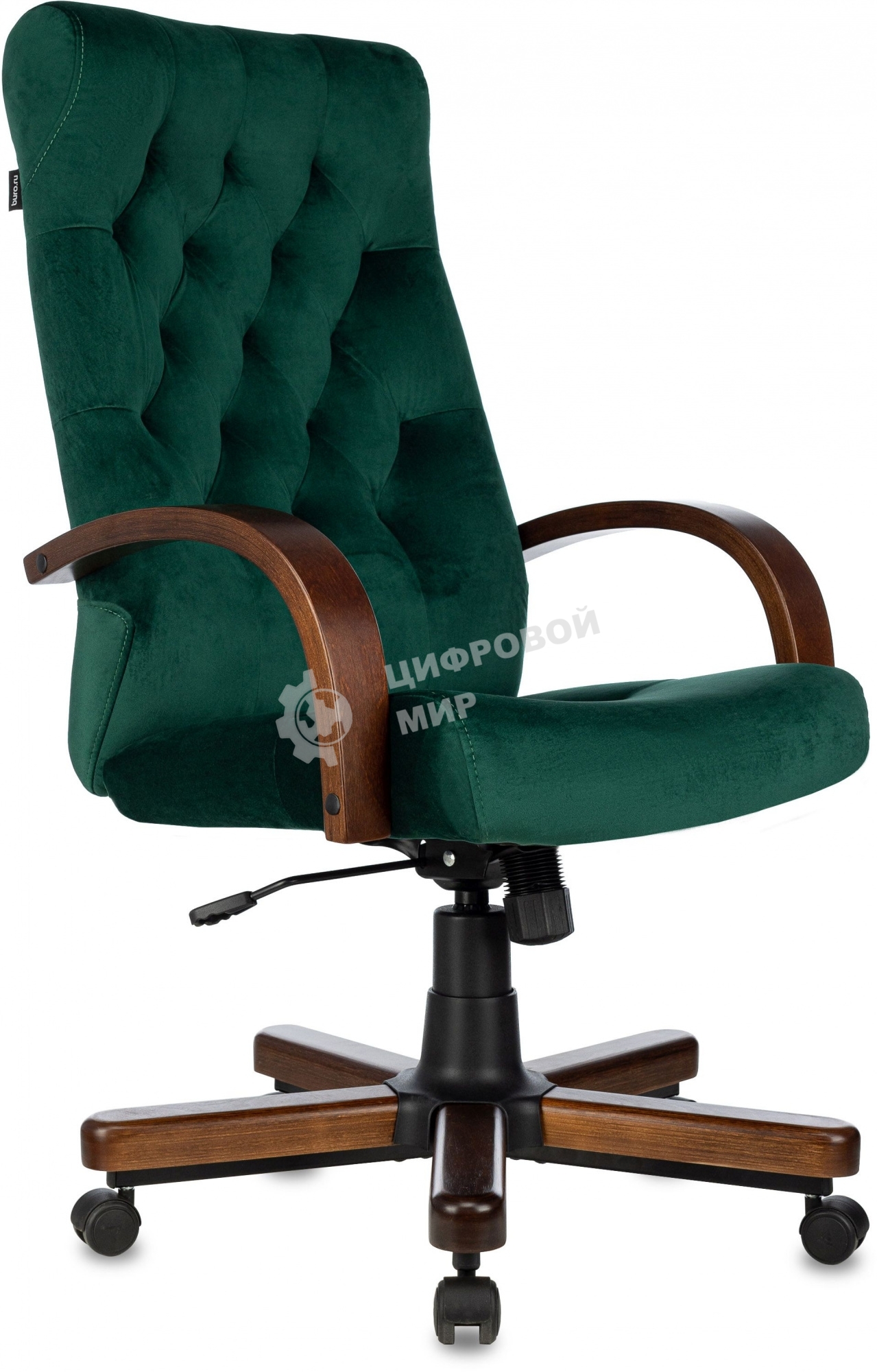 Кресло руководителя Бюрократ T-9928WALNUT Fabric Italia Green зеленый, крестов. металл/дерево