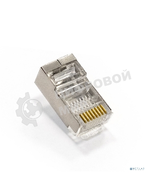 Коннектор ExeGate PL45-C5-8P8C-SH-100 RJ-45 cat.5e (8P8C) под одножильный кабель, экранированный, золотое напыление (100 шт)