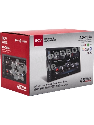 Автомагнитола ACV AD-7024, 2 DIN, 6.9