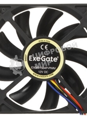 Вентилятор для корпуса ExeGate EX08015B4P-PWM черный, 80 мм, 2500 об/мин, 25 дБ, 4 pin