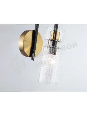 Настенный светильник Ambrella light LH56119 BK/BS/CL черный/латунь/прозрачный E14 max 40W 150*100*210