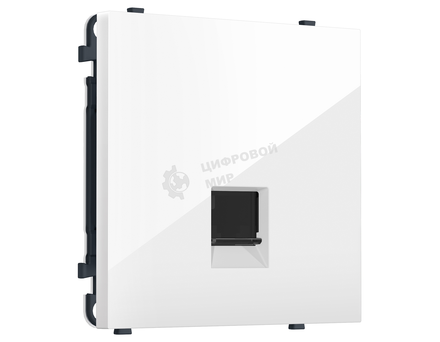 MS112005 Комплект механизма компьютерной розетки SIGMA Белый глянец RJ-45 экранированной с/ш QUANT PRO (SP1120, PR185)