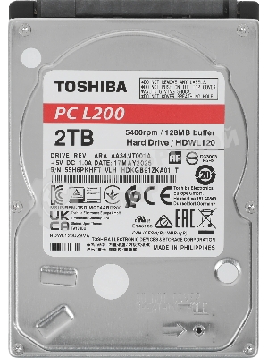 Жесткий диск HDD Toshiba L200 2Tb 5400rpm SATA-III 128Mb 2.5