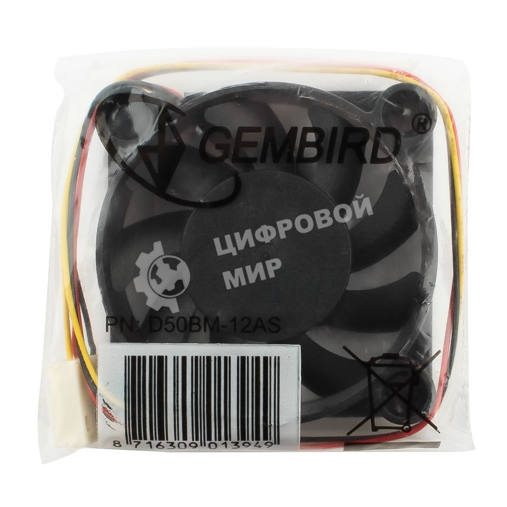 Вентилятор для корпуса Gembird черный, 50 мм, 5000 об/мин, 25 дБ, 3 pin