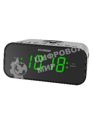 Радиобудильник Hyundai H-RCL221 черный LCD подсв:зеленая часы:цифровые FM