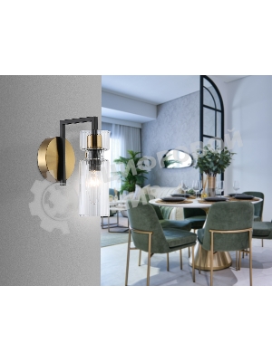 Настенный светильник Ambrella light LH56119 BK/BS/CL черный/латунь/прозрачный E14 max 40W 150*100*210