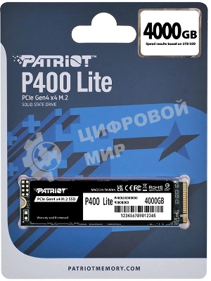 Накопитель SSD Patriot PCIe 4.0 x4 4Tb P400LP4KGM28H P400 Lite M.2 2280