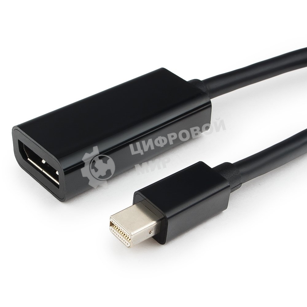 Переходник miniDisplayPort - DisplayPort, Cablexpert A-mDPM-DPF-001, 20M/20F, 16см, черный, пакет