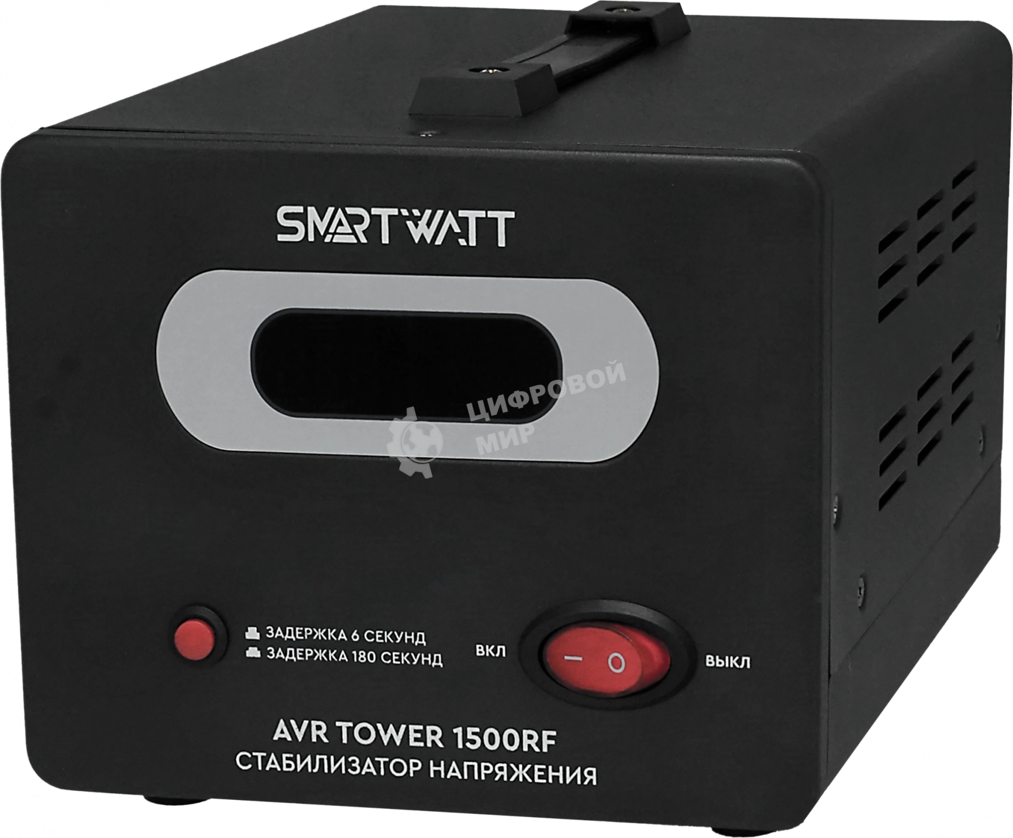 Напольный стабилизатор напряжения SMARTWATT AVR TOWER 1500RF (140W - 260W, 1500VA, 1.5 кВт, 50-60 Гц, розеток - 2, LED-д