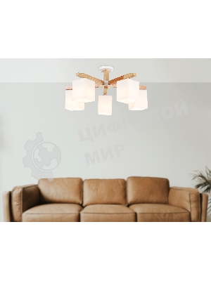 Светильник Ambrella light TR83118/5 WH/LW белый/светлое дерево E27/5 max 40W D700*325