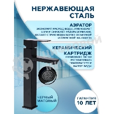 Раковина накладная со смесителем (BAU Dream круглая D41, белая + смеситель для раковины высокий Hotel Black, черный)