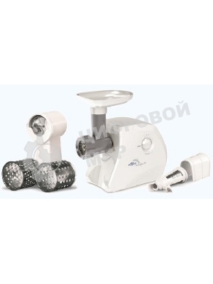 Мясорубка электрическая Ротор Альфа Р ЭМШ 35/250-3 белый, 1500 Вт, 0.58 кг/мин, реверс, защита от перегрузки, насадки - 4