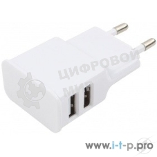 Сетевое зарядное устройство Cablexpert MP3A-PC-11 100/220V - 5V USB 2 порта, 2.1A, белый