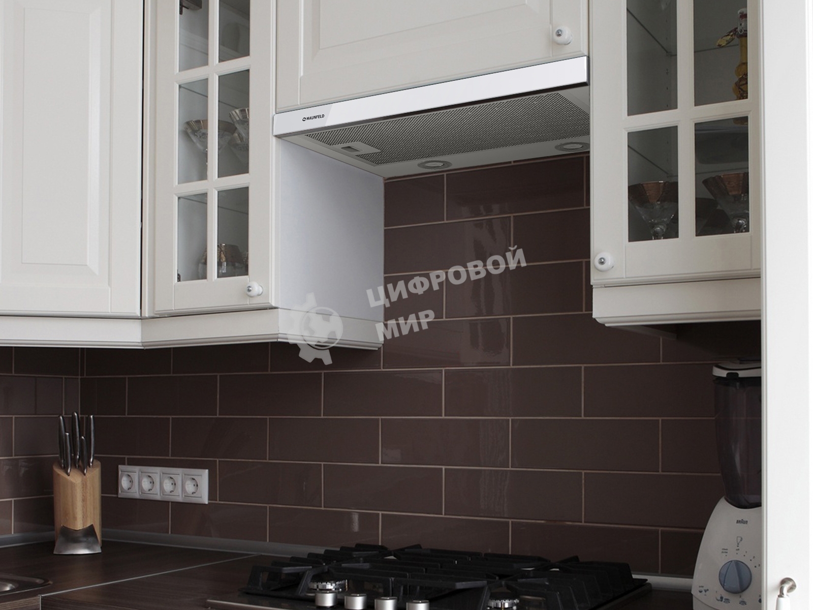 Вытяжка встраиваемая Maunfeld VS Light Glass 60 белый, 60 см, 520 куб. м/ч, 56 дБ