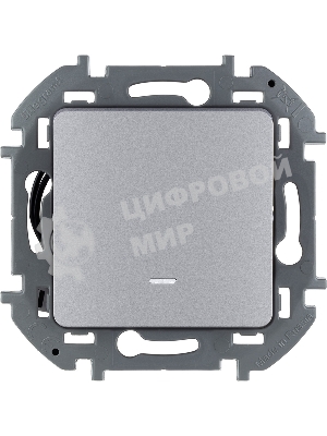 Выключатель 1-клавишный с подсветкой/индикацией, 10AX, 250 В, алюминий