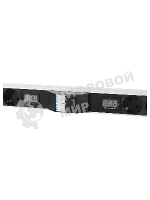 Блок силовых розеток Rem Rem-32, Shuko х 16, IEC 60320 С19 х 8, вход колодка, 1463х45х45 мм (ВхШхГ), 32А, автомат + амперметр, черный, без шнура