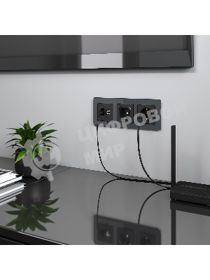 Розетка ТВ+Ethernet RJ-45 6 cat.(черный матовый)