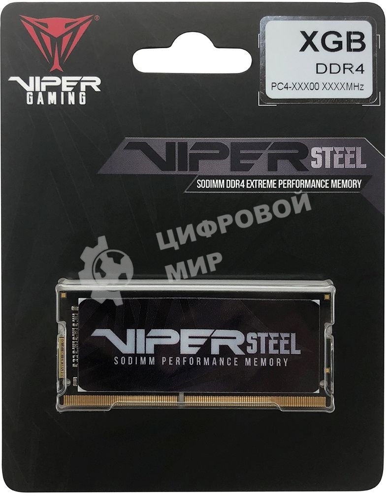 Оперативная память Patriot Viper Steel, DDR4, 8GB (1x8GB), 3200MHz, CL22, с радиатором, черный, SO-DIMM