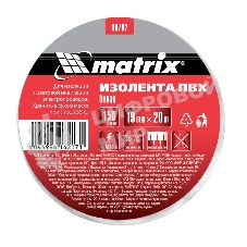 Изолента ПВХ Matrix, 19 мм х 20 м, белая, 150 мкм