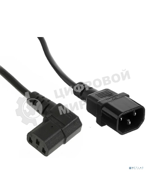 Кабель питания ExeGate Power EC-1P (C13 угловой->C14, VDE-250V-3*0.75мм2, медь, черный, 10A, 1м)