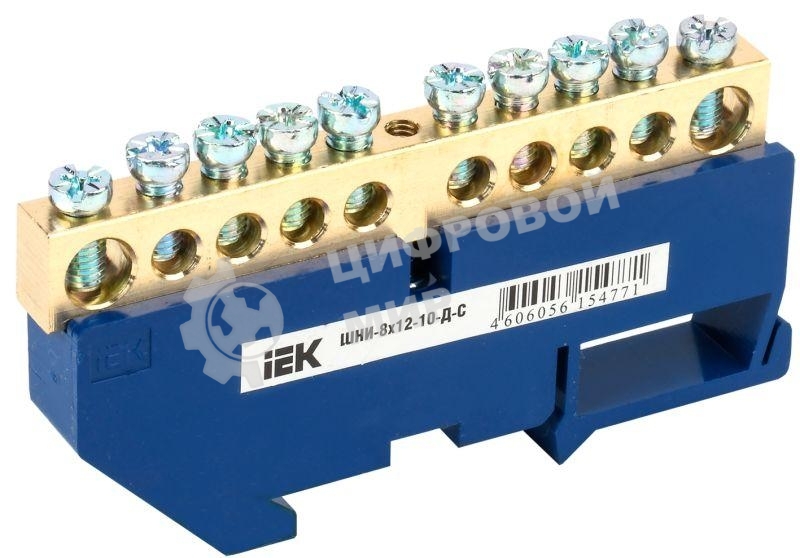 Шина нулевая на DIN-изол. ШНИ-8х12-10-Д-С ИЭК YNN10-812-10D-K07