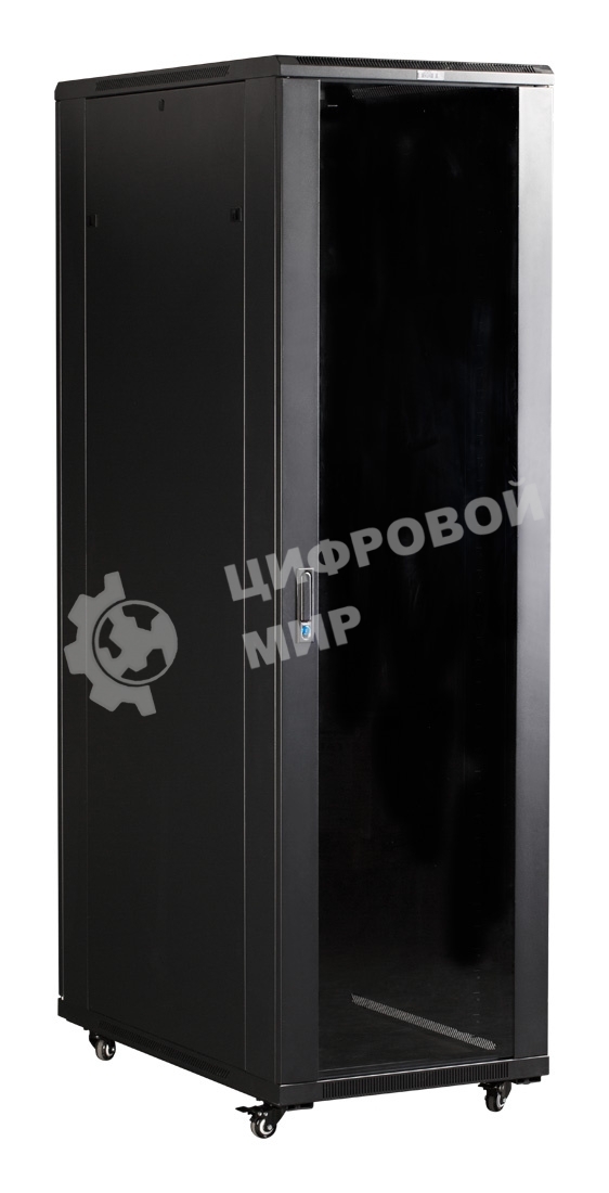 Шкаф серверный Lanmaster (TWT-CBB-42U-8X10-G1) напольный 42U 800x1000 мм пер. дв. стекл. задн. дв. двуст. 2 бок. пан. 800 кг черный IP20