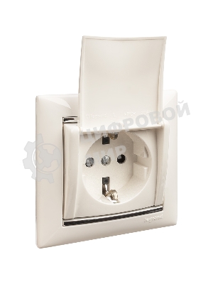 Розетка Valena с заземлением с крышкой (белая)