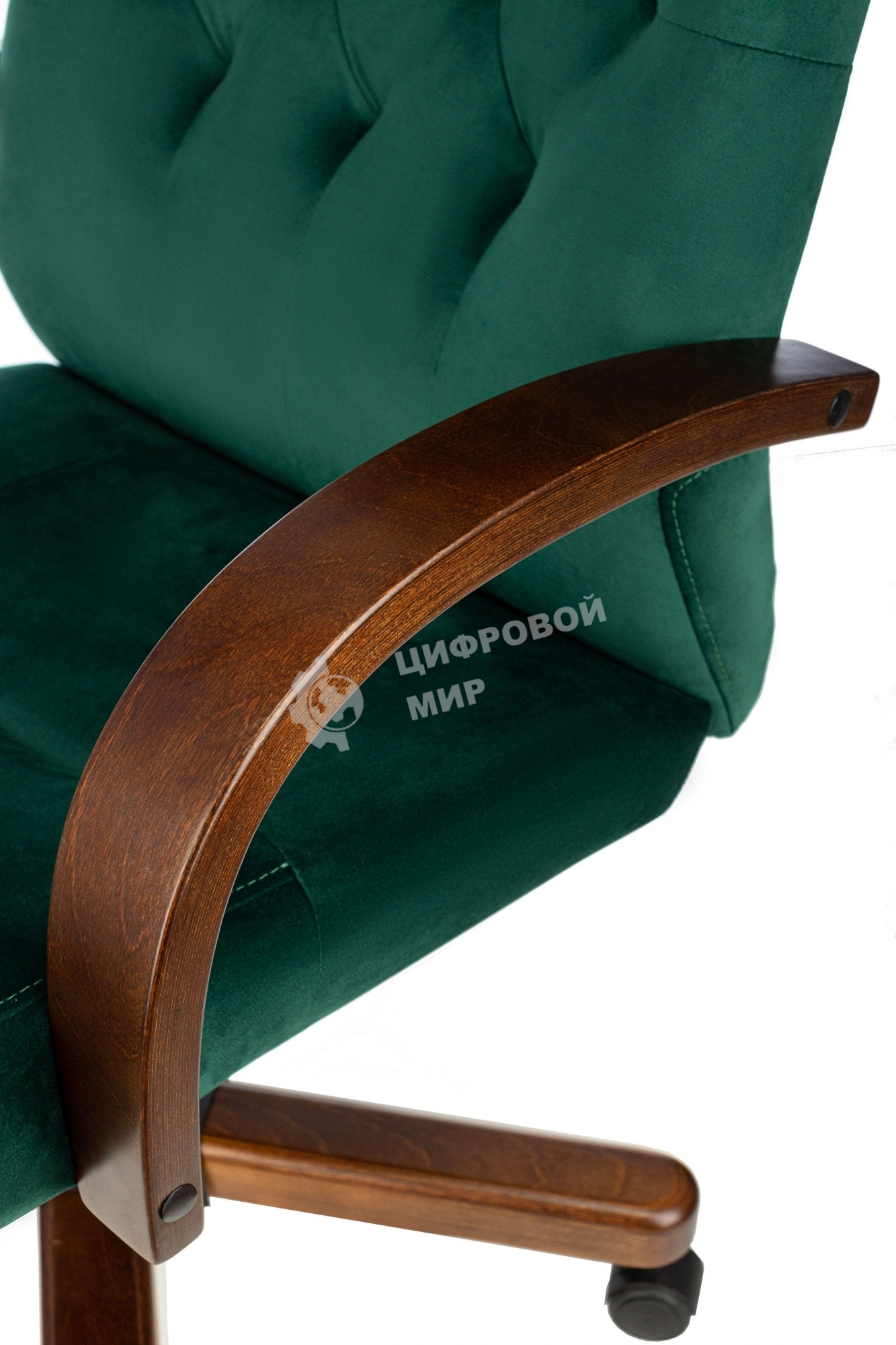 Кресло руководителя Бюрократ T-9928WALNUT Fabric Italia Green зеленый, крестов. металл/дерево