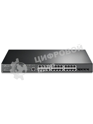 Коммутатор JetStream 28-port Gigabit L2+ Managed Switch with 24-port PoE+, PoE budget up to 384W, support SDN