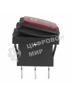 Выключатель клавишный Rexant 250V 6А (3с) ON-OFF красный с подсветкой Mini, влагозащита