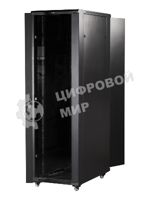 Шкаф серверный Lanmaster (TWT-CBB-42U-8X10-G1) напольный 42U 800x1000 мм пер. дв. стекл. задн. дв. двуст. 2 бок. пан. 800 кг черный IP20