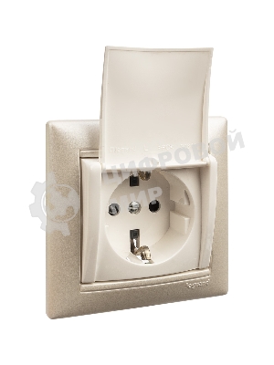 Розетка Valena с заземлением с крышкой (белая)