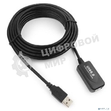 Кабель Gembird USB 2.0 удлинительный, активный 4.8м AM/AF, черный