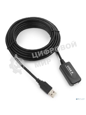 Кабель Gembird USB 2.0 удлинительный, активный 4.8м AM/AF, черный