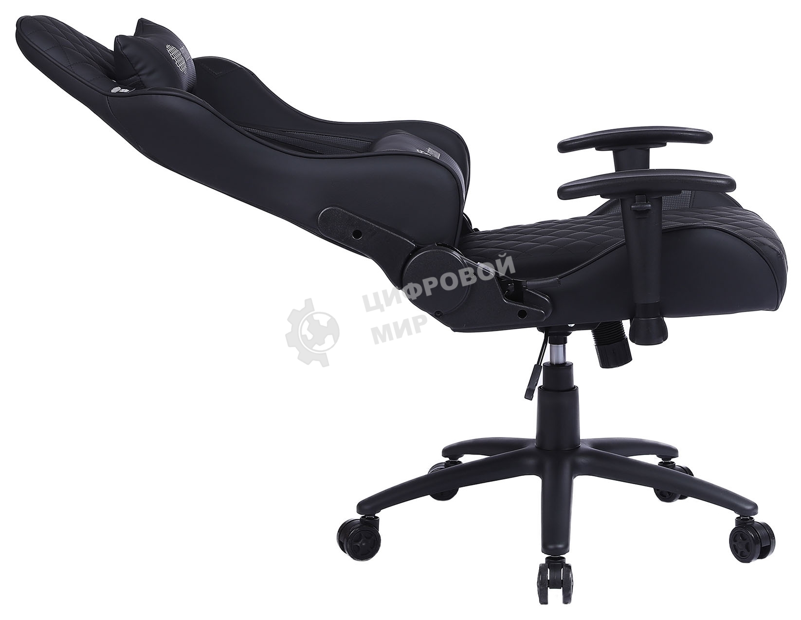 Кресло игровое Cactus CS-CHR-030BL черный, сиденье черный, эко.кожа, с подголов. крестовина металл, пластик черный