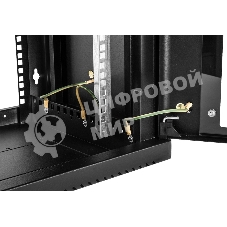 Шкаф коммутационный ЦМО (ШРН-9.500-9005) настенный 9U 600x529 мм пер. дв. стекл 200 кг черный 470 мм 180 град.