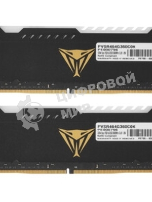 Оперативная память Patriot Viper Steel, DDR4, 64GB (2x32GB), 3600MHz, CL20, DIMM, с радиатором, RGB, черный