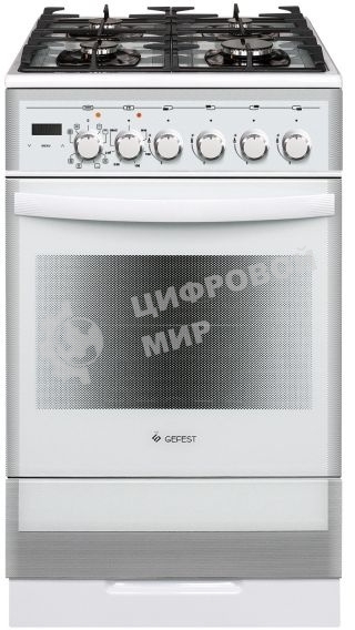 Плита комбинированная Gefest ПГЭ 5502-03 0042 белый, конфорок 4 газовых, духовка 55 л, 50 см x 85 см x 58.5 см