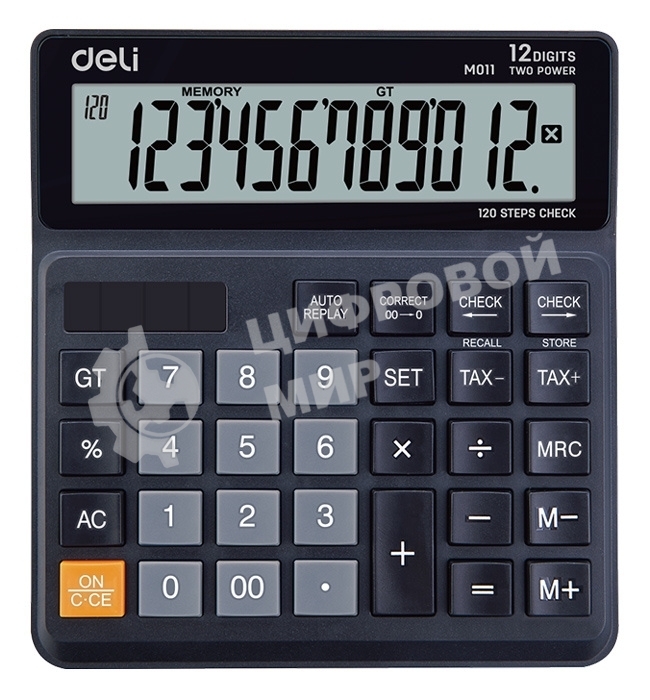 Калькулятор бухгалтерский Deli EM01120 черный 12-разр.