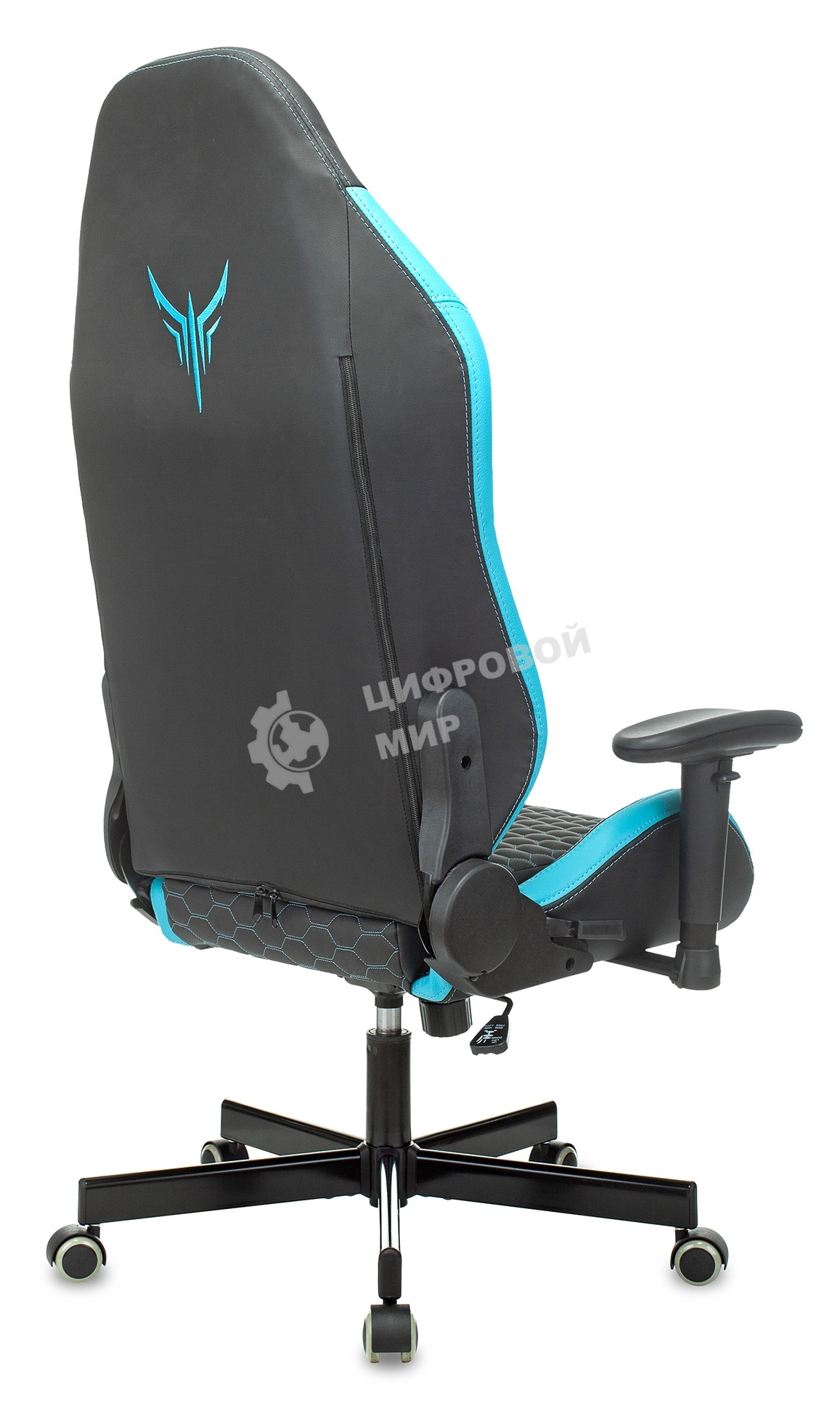 Кресло игровое Knight Neon черный/голубой соты эко.кожа с подголов. крестовина металл