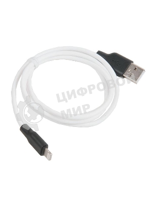 Кабель USB 2.0 HOCO X21, силиконовая оплетка, AM/Lightning M, бело-черный, 1м