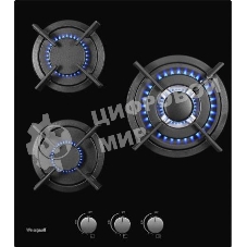 Газовая варочная панель Weissgauff HGG 451 BGh, 45x51 см, газовая, закаленное стекло, независимая, электроподжиг, газ-контроль, чугунные решетки, в комплекте - подставка WOK, черная