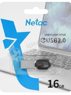 Флешка USB Netac UM2 (NT03UM2N-016G-20BK), 16Gb, USB 2.0, R/W 100/40, серебристый/черный