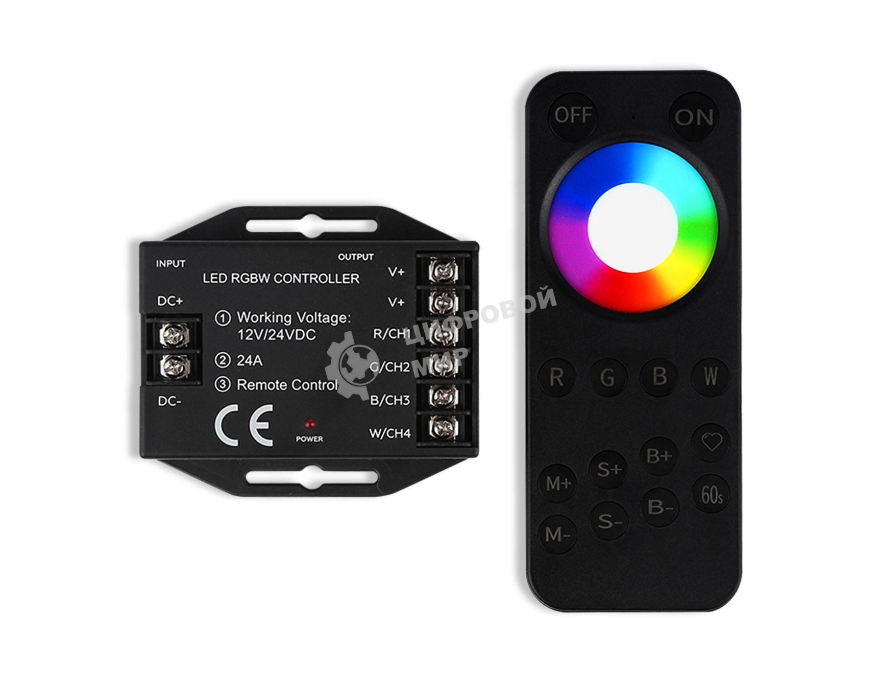 Контроллер GS11461 RGBW 24A 12V 288W/ 24V 576W (ПДУ Радио 2.4G AAA)