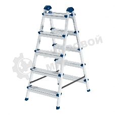 Стремянка двухсторонняя Сибртех 5 ст., сталь профиль, стальные ступени