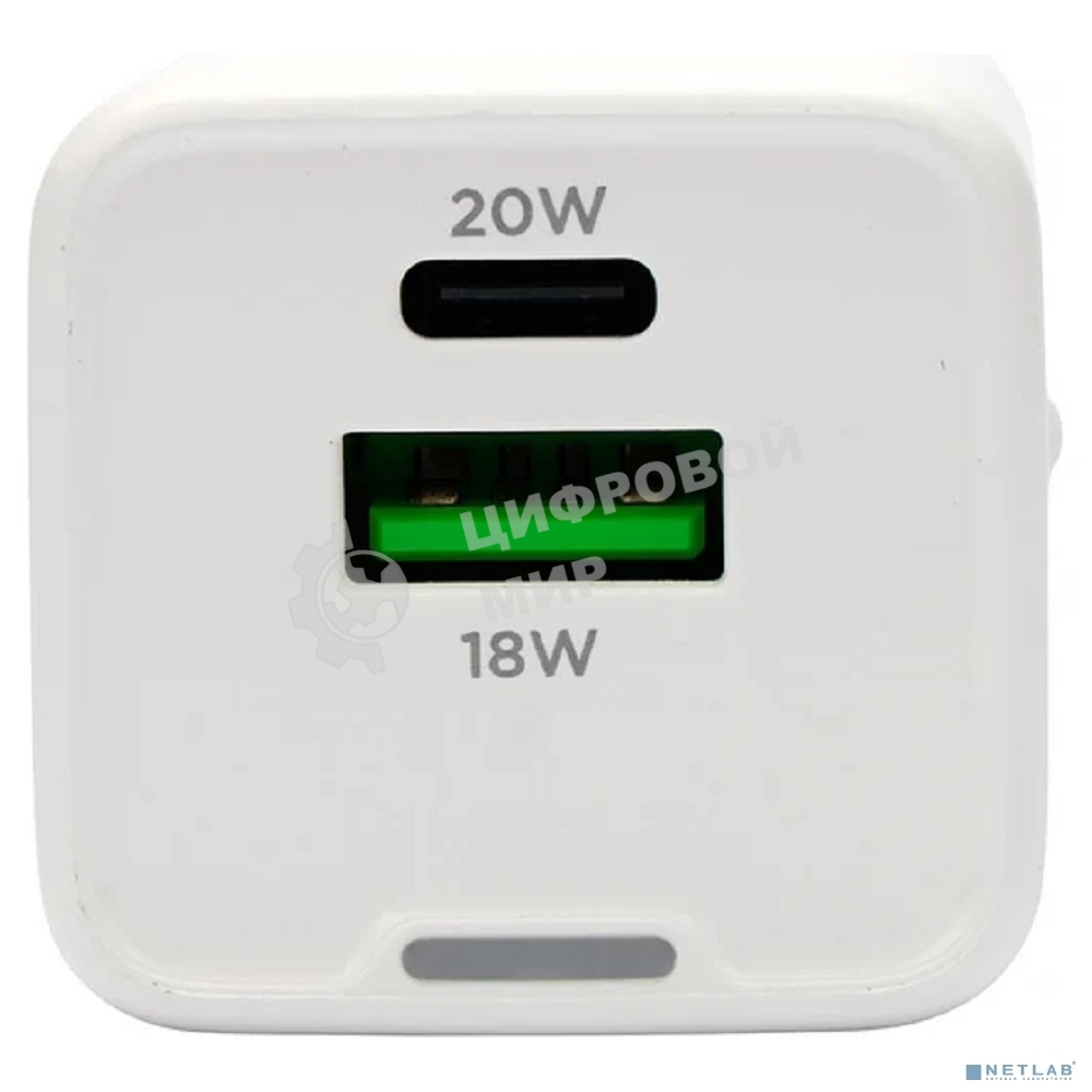Зарядное устройство Cablexpert MP3A-PC-61, 20Вт GaN, 3А, QC4.0/PD, 1xUSB, 1xType-C, белый, пакет