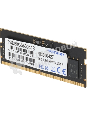 Оперативная память Patriot Signature, DDR5, 8GB (1x8 GB), 5600 MHz, CL46, SO-DIMM