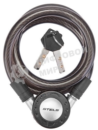 Трос-замок 87708 дл. 1200 мм, диам. 12 мм, чёрный Трос-замок 87708, трос 12х1200 мм, замок с ключами, цвет чёрный